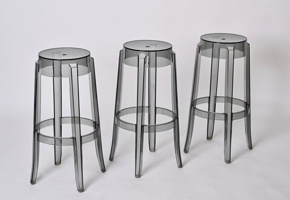 Smoke Grey Charles Ghost Stool attributed to Philippe Starck for Kartell, Italy, 1990s-JDR-1446870