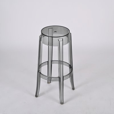 Smoke Grey Charles Ghost Stool attributed to Philippe Starck for Kartell, Italy, 1990s-JDR-1446870