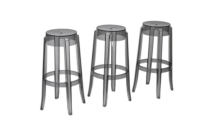 Smoke Grey Charles Ghost Stool attributed to Philippe Starck for Kartell, Italy, 1990s-JDR-1446870