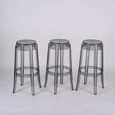 Smoke Grey Charles Ghost Stool attributed to Philippe Starck for Kartell, Italy, 1990s-JDR-1446870