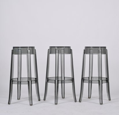 Smoke Grey Charles Ghost Stool attributed to Philippe Starck for Kartell, Italy, 1990s-JDR-1446870