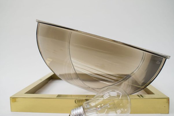 Smoked Glass and Brass Flush Mount from Limburg, 1960s-KQB-692957