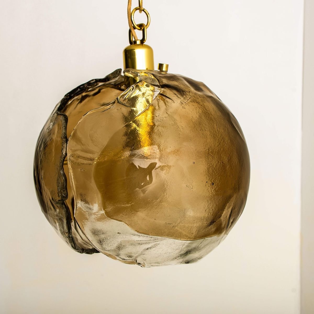 Smoked Glass and Brass Pendant Light from Kalmar, 1970s-VDW-839074