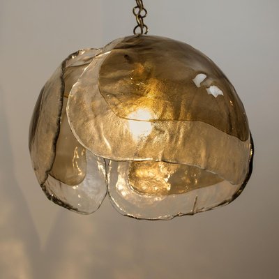 Smoked Glass and Brass Pendant Light from Kalmar, 1970s-VDW-839074