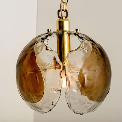 Smoked Glass and Brass Pendant Light from Kalmar, 1970s-VDW-839074