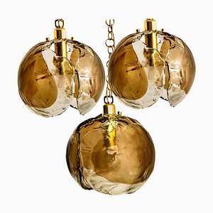 Smoked Glass and Brass Pendant Light from Kalmar, 1970s-VDW-839074