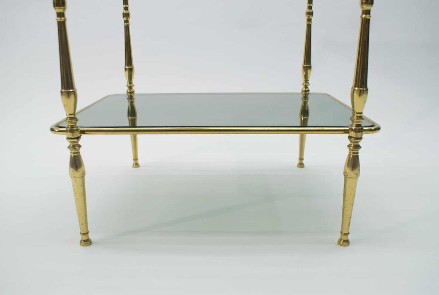 Smoked Glass and Brass Side Table, 1970s-KQB-618778