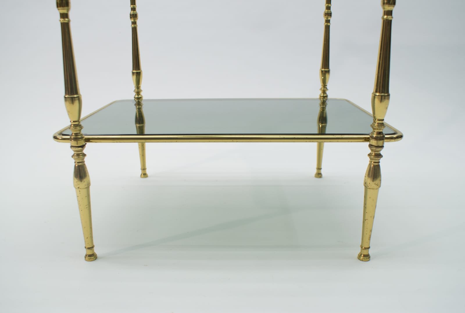 Smoked Glass and Brass Side Table, 1970s