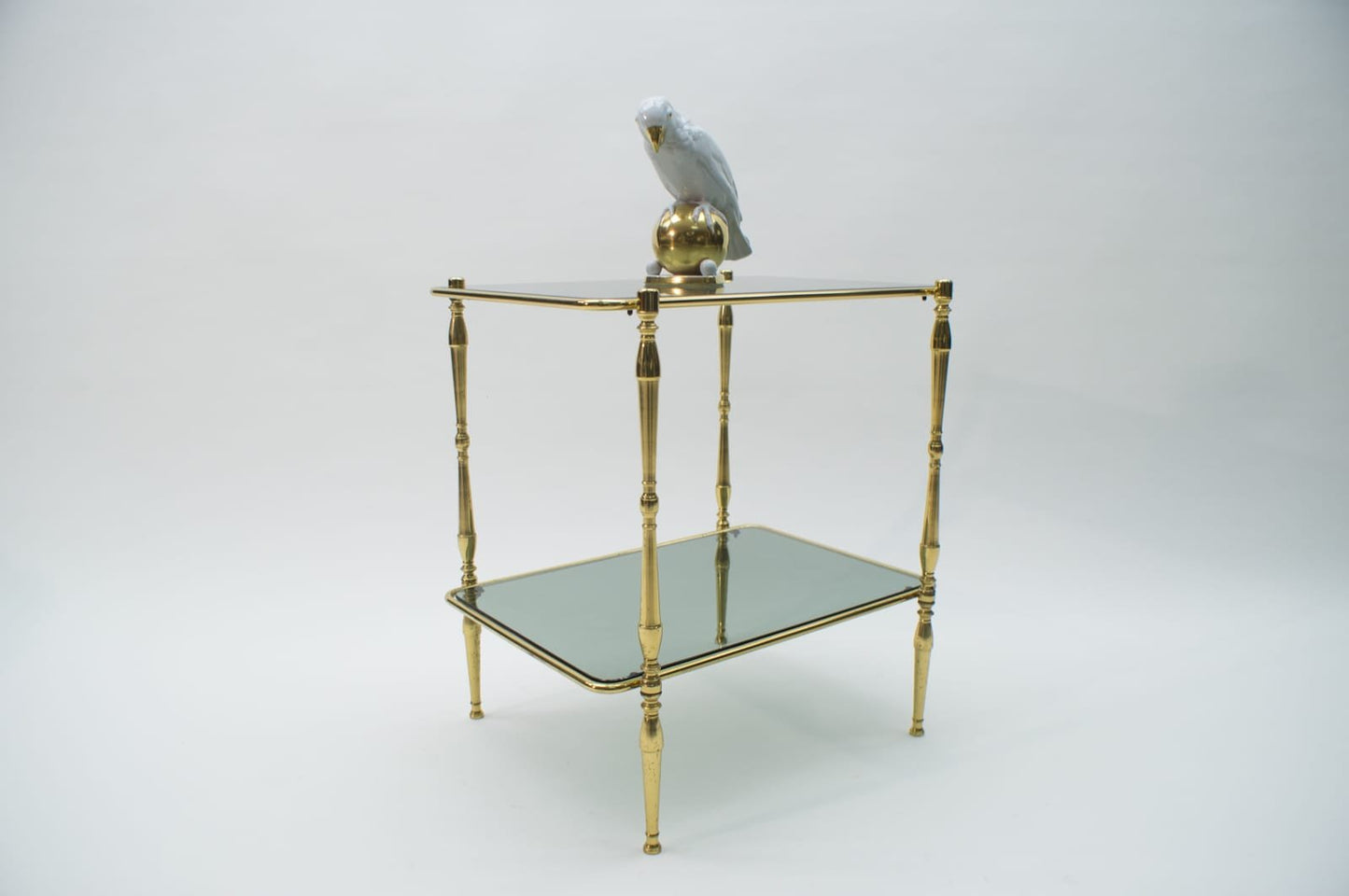 Smoked Glass and Brass Side Table, 1970s