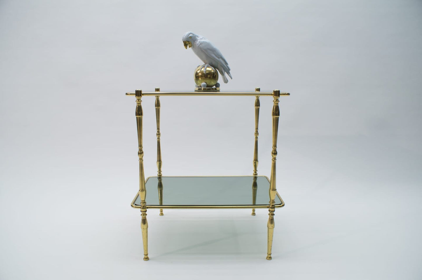 Smoked Glass and Brass Side Table, 1970s-KQB-618778