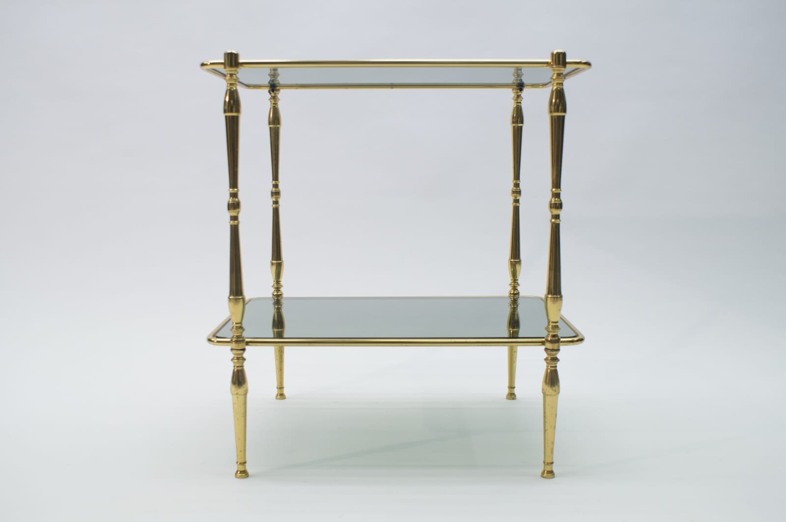 Smoked Glass and Brass Side Table, 1970s-KQB-618778