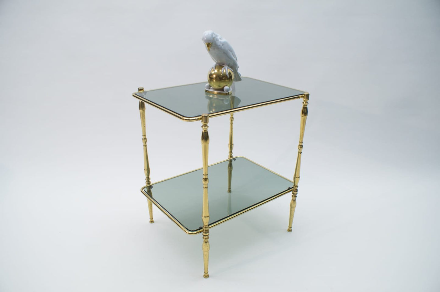 Smoked Glass and Brass Side Table, 1970s