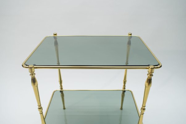 Smoked Glass and Brass Side Table, 1970s-KQB-618778