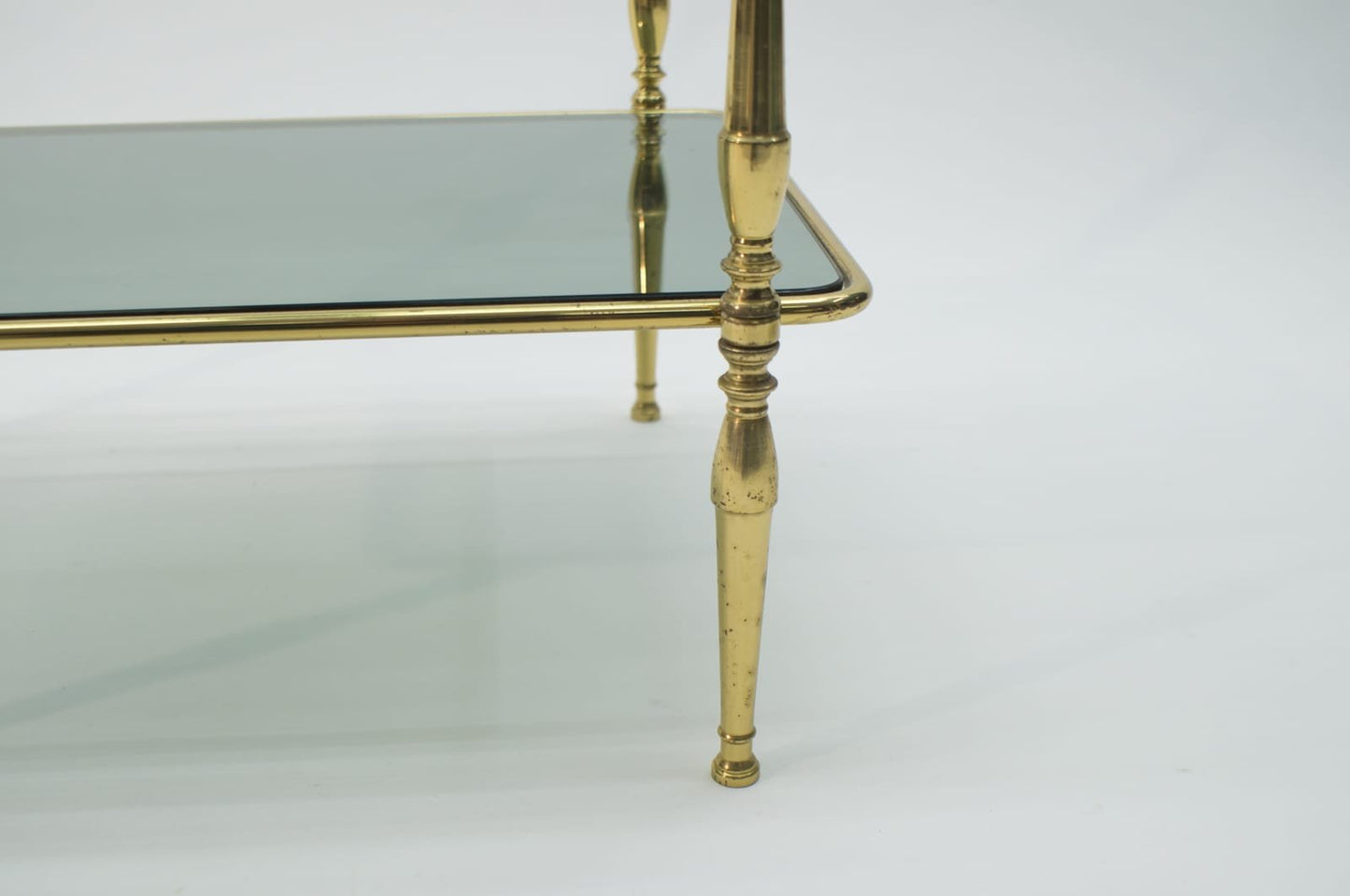 Smoked Glass and Brass Side Table, 1970s