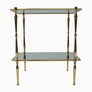 Smoked Glass and Brass Side Table, 1970s-KQB-618778