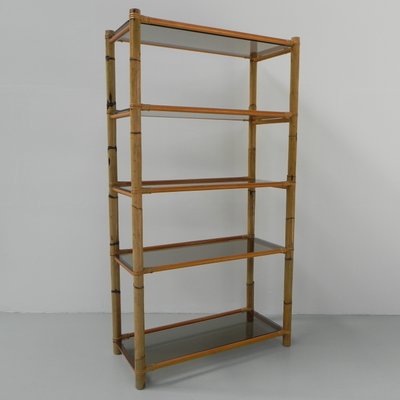 Smoked Glass & Bambo Shelf, 1950s-TL-882537