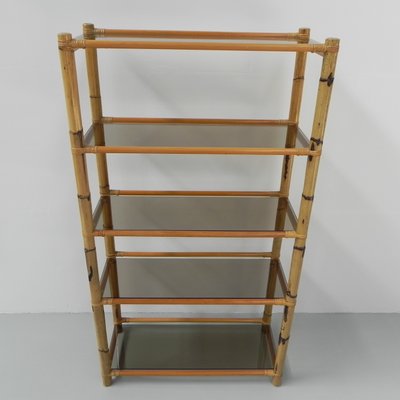 Smoked Glass & Bambo Shelf, 1950s-TL-882537