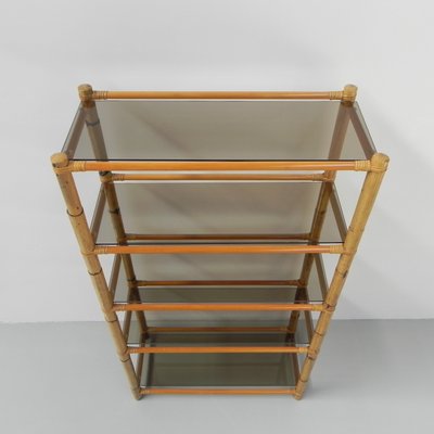 Smoked Glass & Bambo Shelf, 1950s-TL-882537