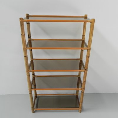 Smoked Glass & Bambo Shelf, 1950s-TL-882537