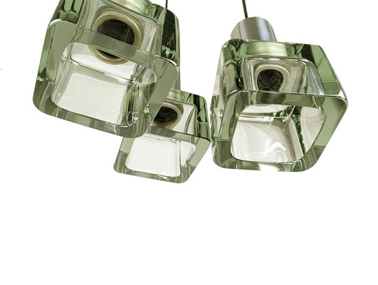 Smoked Glass & Chrome Plated Metal 3-Lights Pendant by F. Poli for Seguso,1960s-RD-2018241