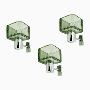 Smoked Glass & Chrome Plated Metal Sconces by F. Poli for Seguso, 1960s, Set of 3-RD-2017200