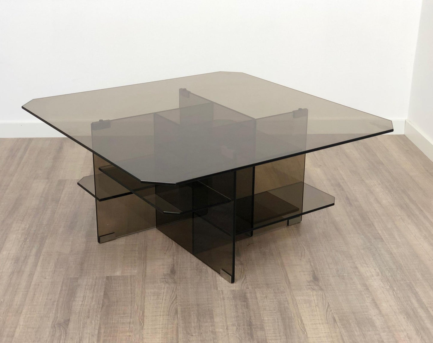 Smoked Glass Coffee Side Table, Italy, 1970s