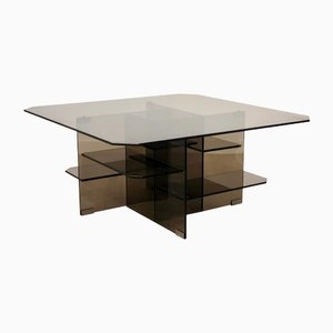 Smoked Glass Coffee Side Table, Italy, 1970s-LYQ-1171798