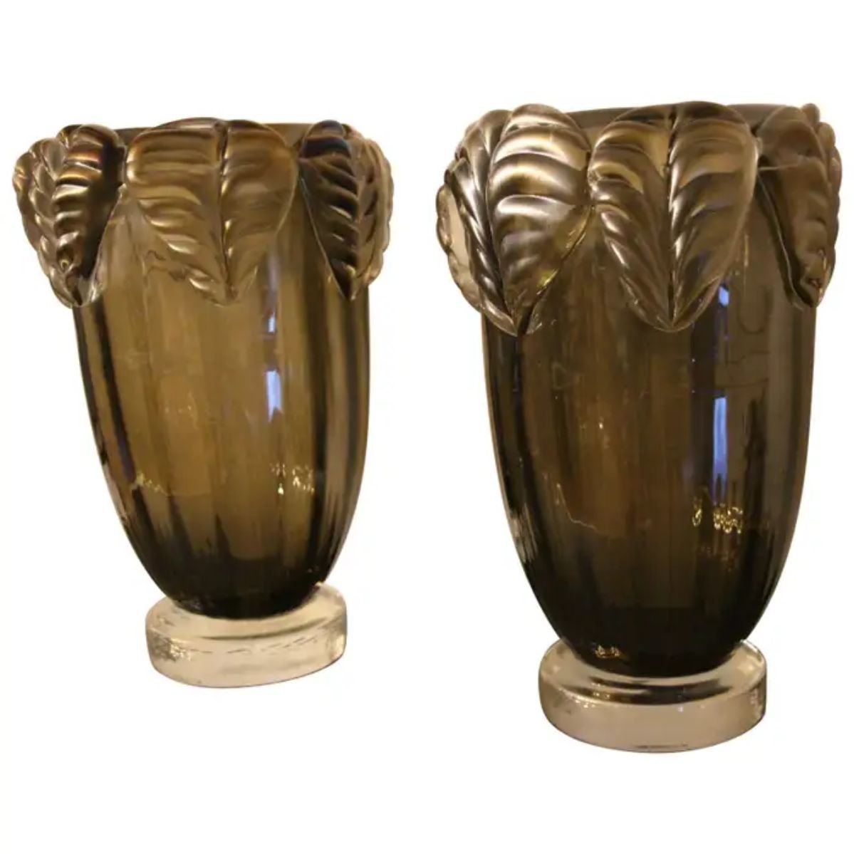 Smoked Glass Murano Vases by Costantini, Set of 2