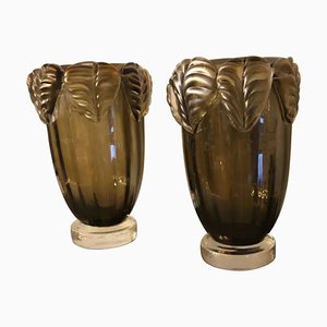 Smoked Glass Murano Vases by Costantini, Set of 2-YF-1723963