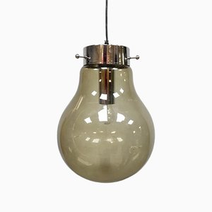 Smoked Glass Pendant Lamp, 1960s-BW-1418467