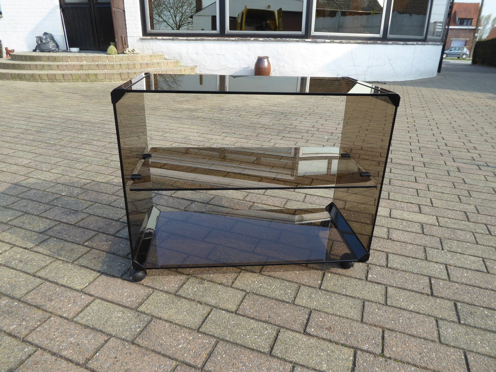 Smoked Glass Side Table by Pierangelo Gallotti for Gallotti & Radice, Italy, 1970s