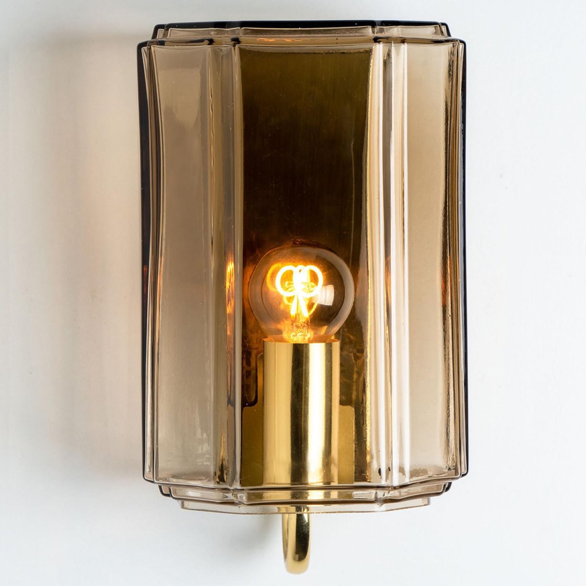 Smoked Glass Wall Light attributed to Glashütte Limburg, Germany, 1960s