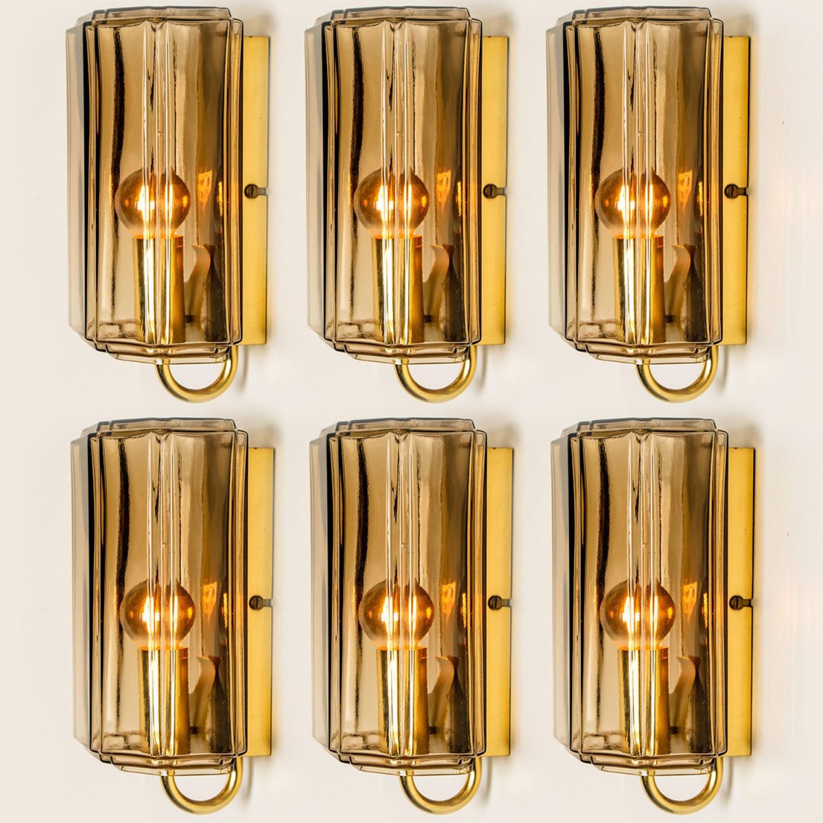 Smoked Glass Wall Light attributed to Glashütte Limburg, Germany, 1960s