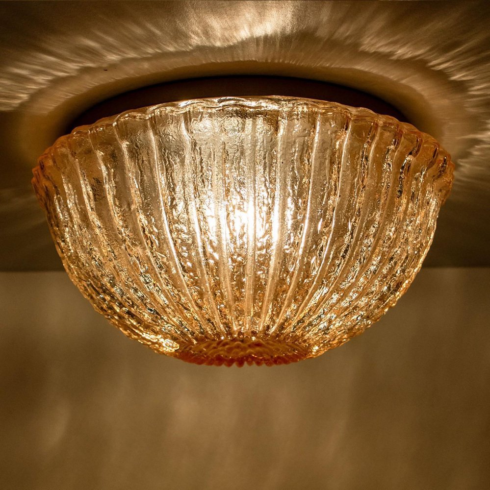 Smoked Glass Wall Light or Flush Mount attributed to Peill & Putzler, 1970s