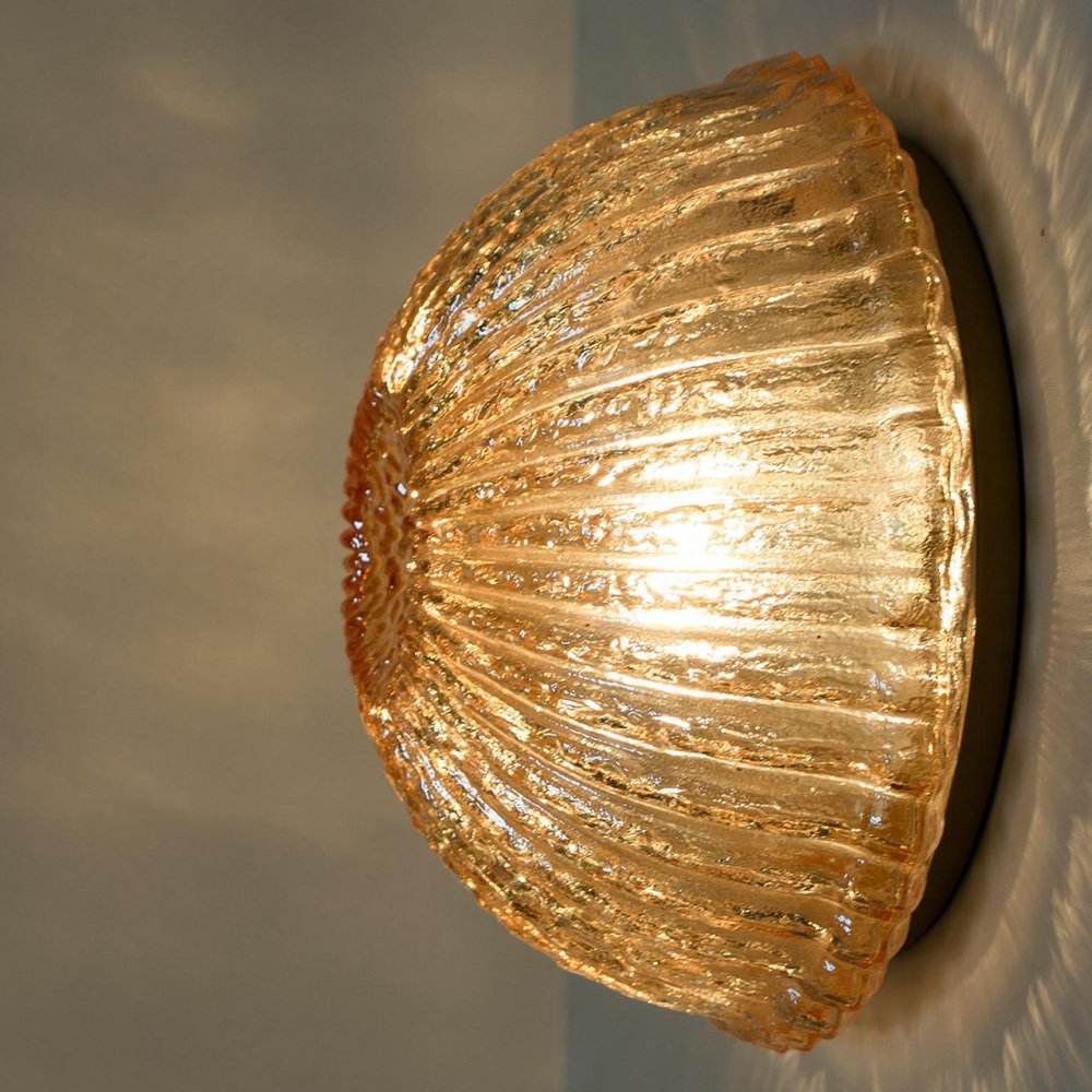 Smoked Glass Wall Light or Flush Mount attributed to Peill & Putzler, 1970s