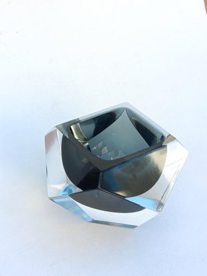 Smoked Grey Faceted Murano Sommerso Glass Bowl or Ashtray, 1970s-XUQ-2043321