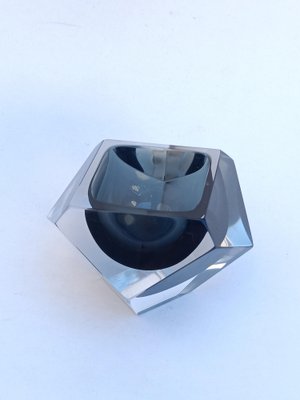 Smoked Grey Faceted Murano Sommerso Glass Bowl or Ashtray, 1970s-XUQ-2043321