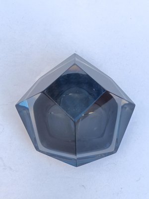 Smoked Grey Faceted Murano Sommerso Glass Bowl or Ashtray, 1970s-XUQ-2043321