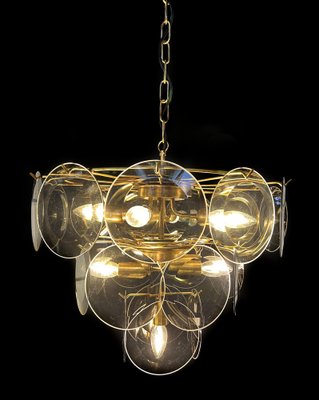 Smoked Murano Glass Disc Chandelier attributed to Vistosi, 1970s-OVO-1805009