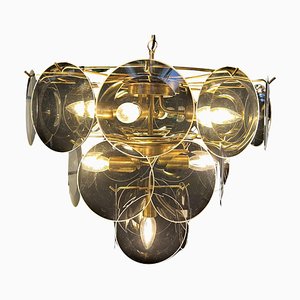 Smoked Murano Glass Disc Chandelier attributed to Vistosi, 1970s-OVO-1805009