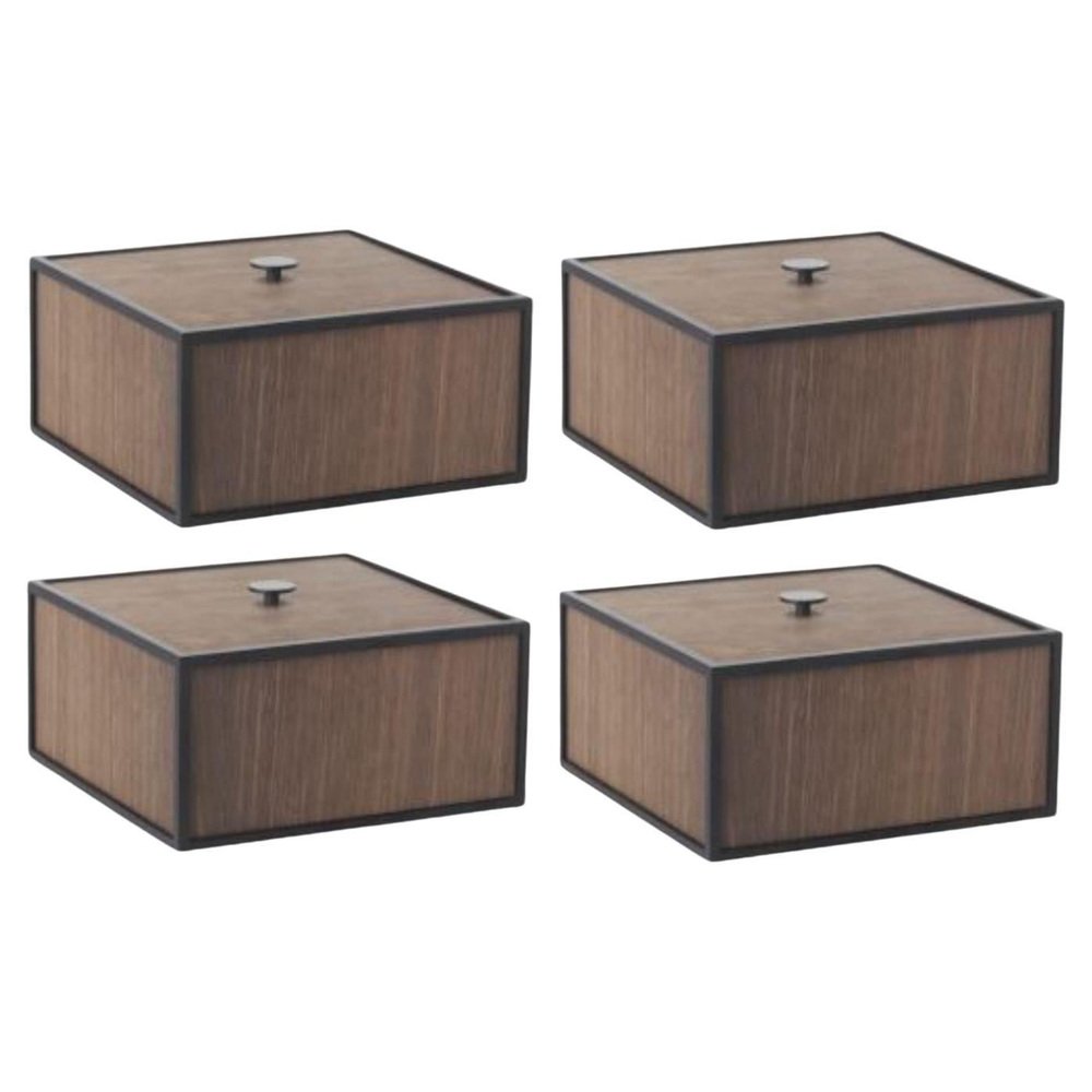 Smoked Oak Frame Boxes by Lassen, Set of 4