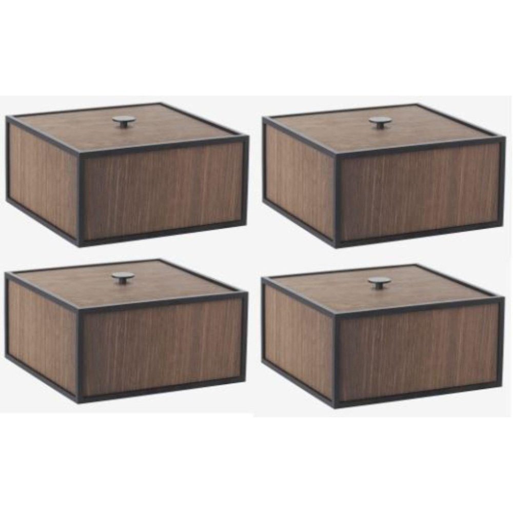 Smoked Oak Frame Boxes by Lassen, Set of 4