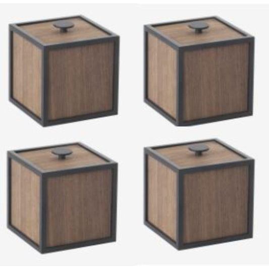 Smoked Oak Frame Boxes by Lassen, Set of 4