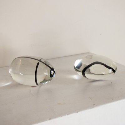 Smoothing Stone Shaped Papercare in Murano Glass with Black Veins, 1960s, Set of 2-JQO-1305301