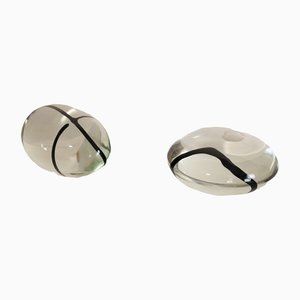 Smoothing Stone Shaped Papercare in Murano Glass with Black Veins, 1960s, Set of 2-JQO-1305301