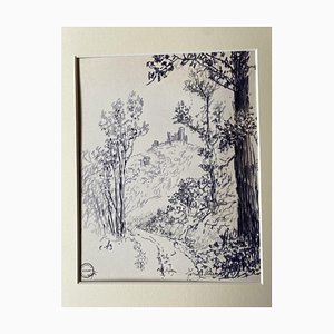 Socrate Foscato, Landscape, Ink, 20th Century-ZCI-803786