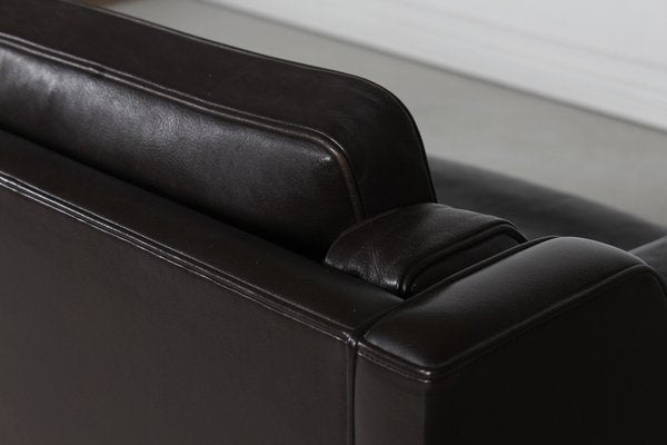 Sofa 2212 Dark Mocha Leather by Børge Mogensen for Fredericia Stolefabrik, 1970s-QQ-1725537