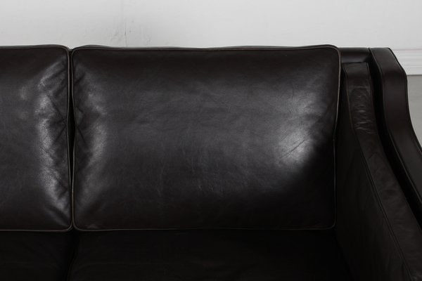 Sofa 2212 Dark Mocha Leather by Børge Mogensen for Fredericia Stolefabrik, 1970s-QQ-1725537