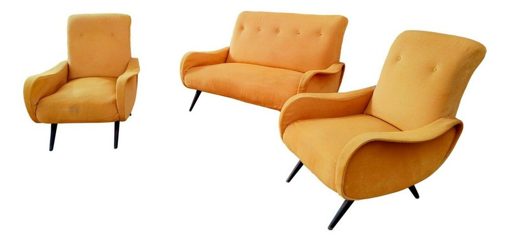 Sofa and Armchairs, 1960s, Set of 3