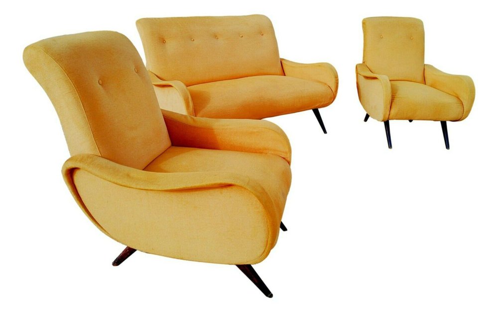 Sofa and Armchairs, 1960s, Set of 3